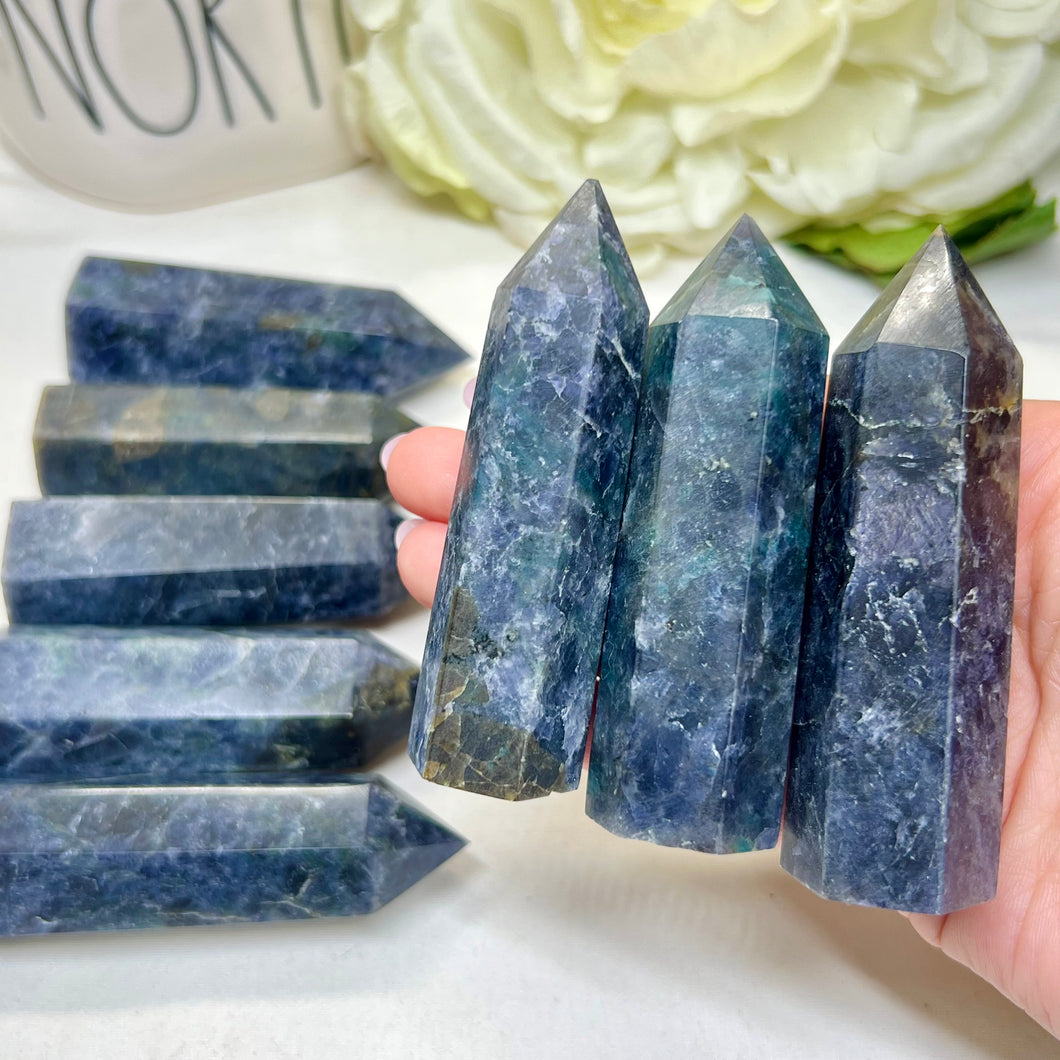 Iolite with Apatite Towers