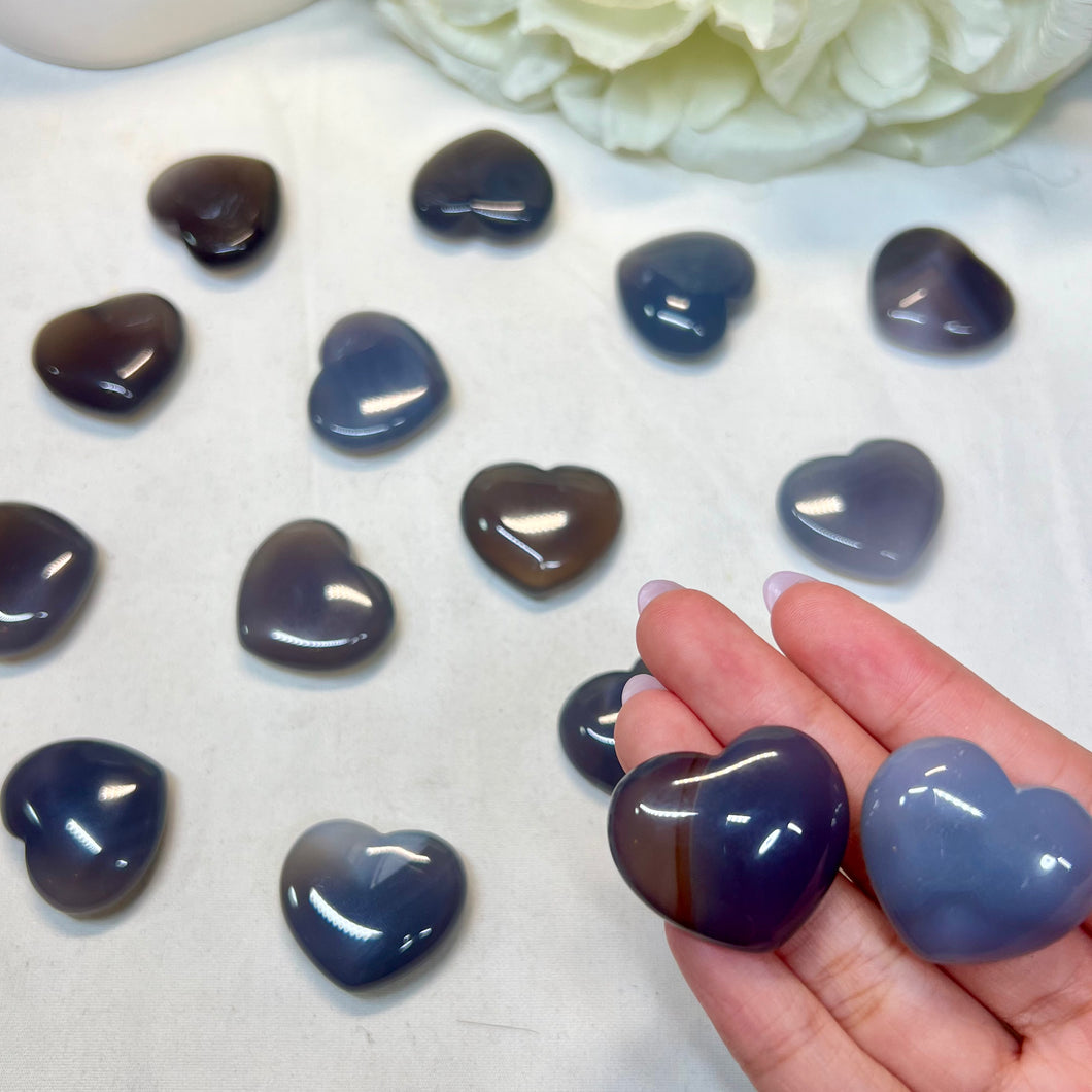 Grey Agate Small Hearts